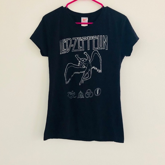 Tops - Led Zeppelin Black Band Tee Medium